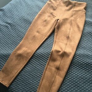 Spanx Leggings Faux Suede XL High Rise Skinny Soft rich caramel brown